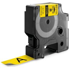 Dymo Vinyl Label Bånd - 19mm x 5,5m - Sort på Gul - Industriel