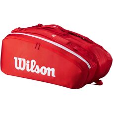 Wilson Super Tour Borsa da Tennis - Rosso - 15 Racchette - Zaino