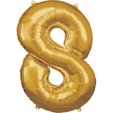 Globo de número 8 en oro de Amscan - Decoración de fiesta