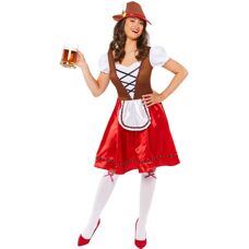 Amscan Eva Damkostym - M/L röd Oktoberfest kostym