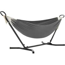 Hamaca gri SONGMICS 210x150cm cu suport - Portabilă, 5 înălțimi
