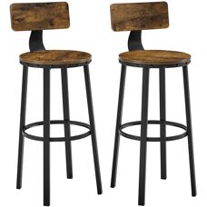 VASAGLE Scaun de bar în lemn rustic maro și negru - Tip bar
