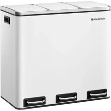 Songmics Blanco 54L Cubo de Reciclaje con 3 Compartimentos