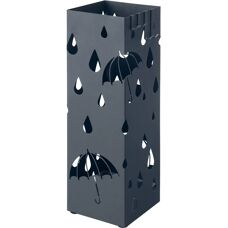 SONGMICS Anthrazitgrauer Metall-Regenschirmständer mit Ablagerost & Haken