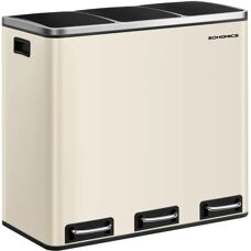 SONGMICS Marke Modell - 3 x 18L Küchenabfalleimer Sandbeige