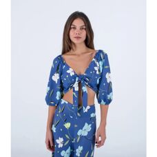 Camiseta azul con lazo frontal Hurley Poppy - Camiseta
