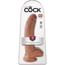 King Cock 9 Zoll realistischer Penis mit Hoden - Braun