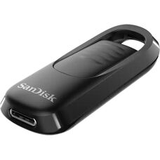 SanDisk Ultra Slider USB-C 128GB Flash Drive - Rask, Uttrukbar, Svart