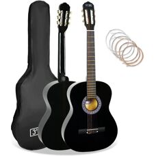 3rd Avenue 4/4 Classical Guitar Pack - Black, Nylon Strings & Bag