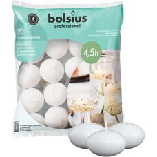 Bougies flottantes blanches Bolsius - 20 unités