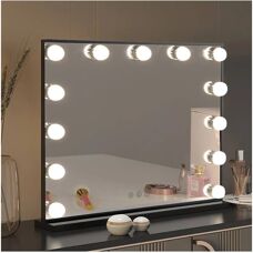 Livingandhome - Rectangle LED Makeup Vanity Mirror - Black