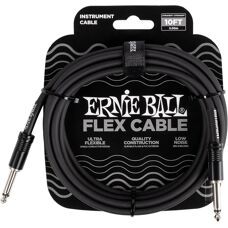 Ernie Ball Flex Instrumentenkabel - 10ft Schwarz - Gerade