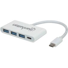 Hub USB-C Manhattan con 3 porte USB 3.2 Gen 1 - Bianco