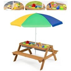 Mesa de Picnic y Agua/Arena para Niños 3 en 1 - Amarillo