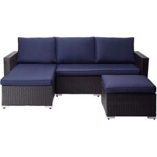 Teamson Home Outdoor Gartenmöbel - Rattan Korb Sitzgruppe