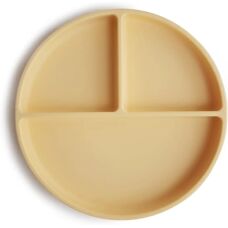 Mushie Daffodil Silikon Suction Plate - Barnefat med Sugerør