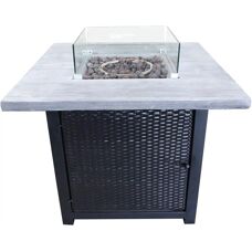 Teamson Home Außen-Gasfeuerstelle - Elegantes Rattan-Design
