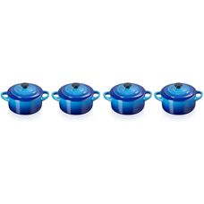 Le Creuset Set di 4 mini cocotte in ceramica Azure - 0.25L