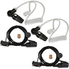 Hqrp 2-Pack Hands Free Headset with Acoustic Tube & Microphone - Radio Accessory