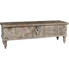 BISCOTTINI Teak Storage Bench - Vintage Rustic Furniture