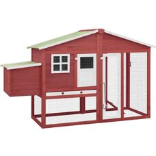 Helloshop26 - Gallinero con caja nido 191 x 67 x 117 cm rosso/bianco - Pollaio