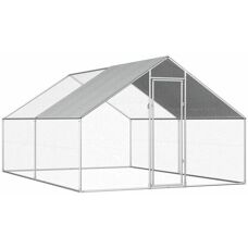 Helloshop26 Gallinero exterior 2.75 x 4 x 1.92 m techo acciaio zincato Poulaio