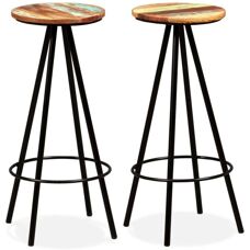 HelloShop26 Taburetes de bar estilo industrial de madera reciclada - Juego de 2