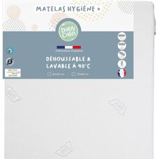 Matelas BabyCalin Blanc 60x120cm - Housse amovible - Publicité