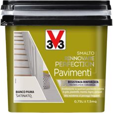 V33 Smalto Pavimenti Satinato Piuma Bianca 0,75L Rinnovare
