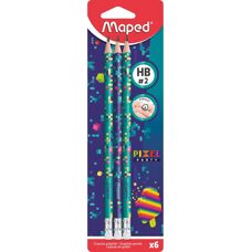 Crayon Maped Pixel Party Bleu Triangulaire - HB, 6 pièces