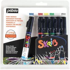 Pébéo Modell Skrib Acrylmarkierer - 6 Farben - Klassisch