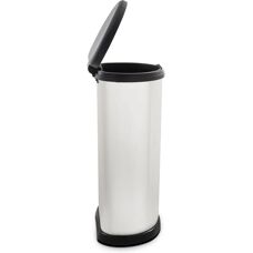 Curver - Metal Effect One Touch Deco Bin - Silver - 40 L