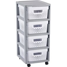 Bílý skladovací vozík Curver s 4 zásuvkami - Lehký a stylový
