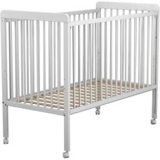 Lit bébé AT4 - Hêtre, Blanc, Côté coulissant, 60x120cm - Publicité
