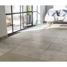 CENTRALE BRICO - Carrelage en travertin - Beige foncé - Rectangulaire - Publicité