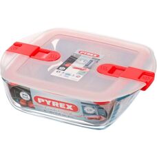 Conteneur alimentaire carré Pyrex Rouge et Transparent - 1L - Cook & Heat - Publicité
