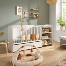 Lit convertible bébé et enfant Baby Price First - Blanc et bois - Publicité