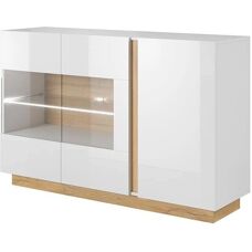 Vente-unique Murari Sideboard - 3 Doors, LED, White & Oak