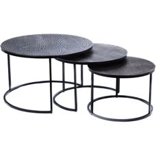 Ensemble de 3 Tables Basses Rondes en Aluminium et Métal - Tables Basses - Publicité
