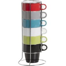 Secret de Gourmet 6-delige Koffiekopjes Set met Support