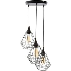 Suspension en Métal Noir Atmosphera - 3 Lampes Suspendues - Design Moderne - Publicité