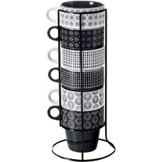Secret de Gourmet Set aus 6 Porzellantassen mit Rack