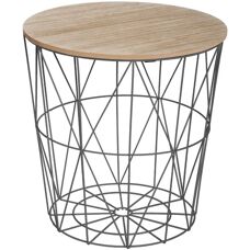 Atmosphera Kumi Beistelltisch - Abnehmbarer MDF-Deckel, Metallaufbewahrung, 40cm