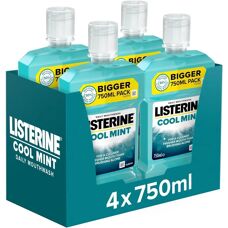 Listerine - Cool Mint - 750ml - Pack of 4 - Mouthwash