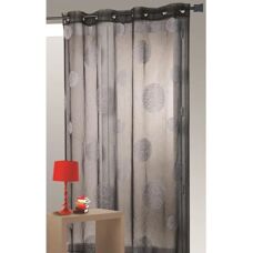HOME MAISON Cortina de lino con círculos bordados - Cortina