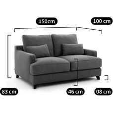 AM.PM Divano in velluto Alwine - 150cm, Blu, Compatto