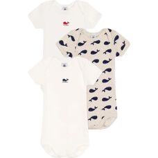 Lot de 3 bodies blancs à baleine PETIT BATEAU