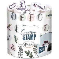 Kit di Timbri Creativi Aladine - 39 pezzi Alfabeto e Fiori