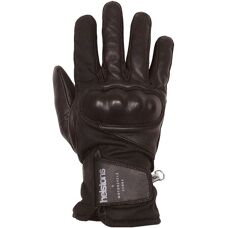 Helstons - Gants Curtis Hiver Cuir/Tissu Wax Noir - PROMO
