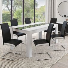 IDMARKET Ensemble de 6 chaises noires et blanches